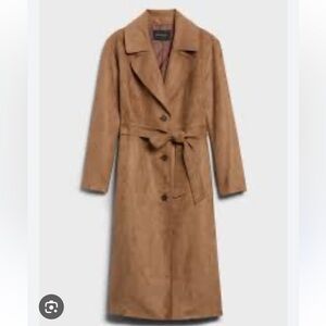Banana Republic Unlined Long Tie-Waist Vegan Suede Trench Coat